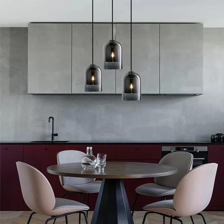 Factory sale modern style indoor use lamp shade glass E14 glass jar pendant light for hotel villa living room