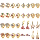 Saudi 2015 Pictures of Small Rose Gold Huggie Earrings with Zircon Designs Jewelry Models for Woman