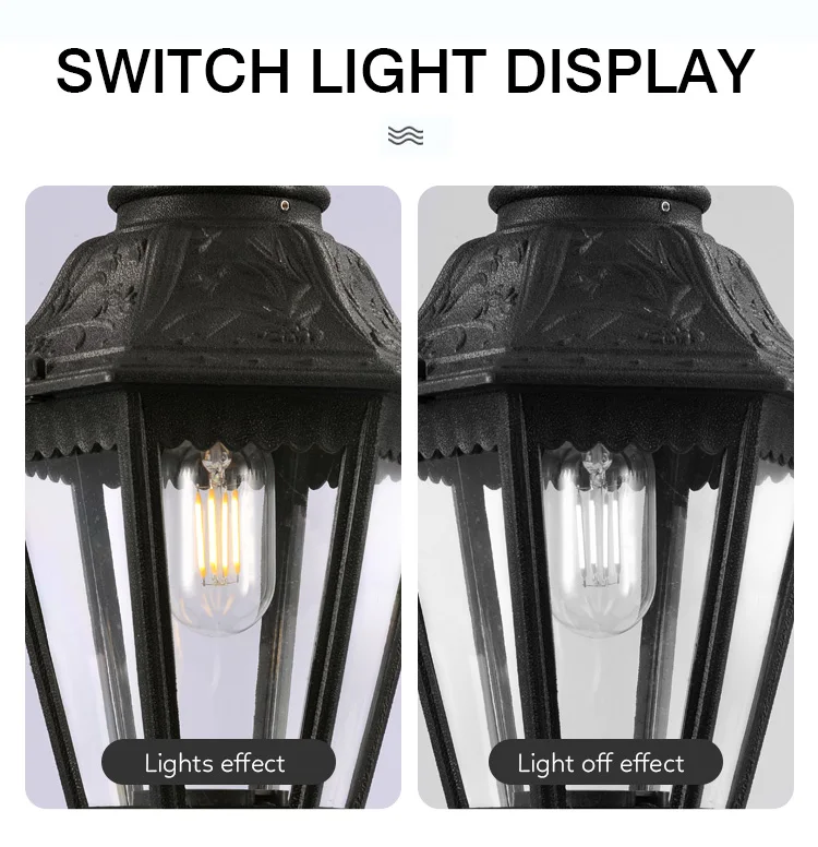 Retro Waterproof Outdoors Villa Courtyard Garden Gate Column Pillar Lights