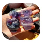 Wholesale folk craft natural quartz crystal rainbow Fluorite Koala for Home decoration