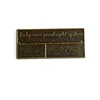 Custom Antique Brass Metal Embossed Logo Tag for Furniture, Design Furniture Metal Label Plate with Screw Hole^