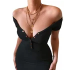 Hot sexy lady off shoulder sweater bandage tube dress bodycon black mini dress