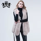 Janefur Fur gilet real fox vest with feather belt sweat vest for women winter vest