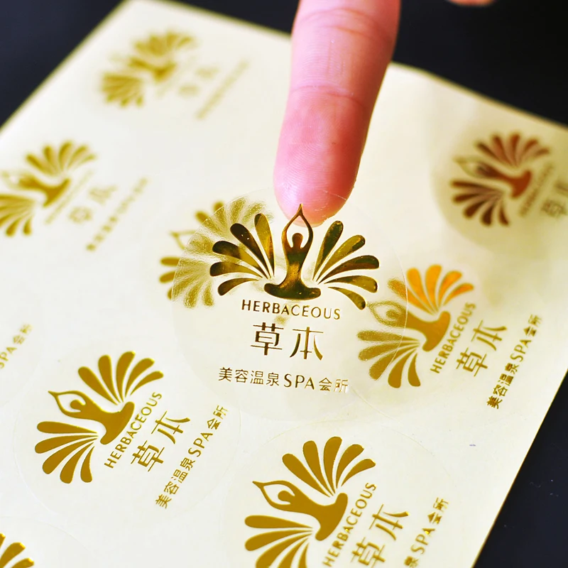 Self Adhesive Customized Printing Clear Gold Foil Stickers Transparent