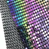 45*150cm Customized Logo Sew On Flake Glitter Aluminum Rainbow Iridescence Black Colorful Metallic Mesh Net Fabric
