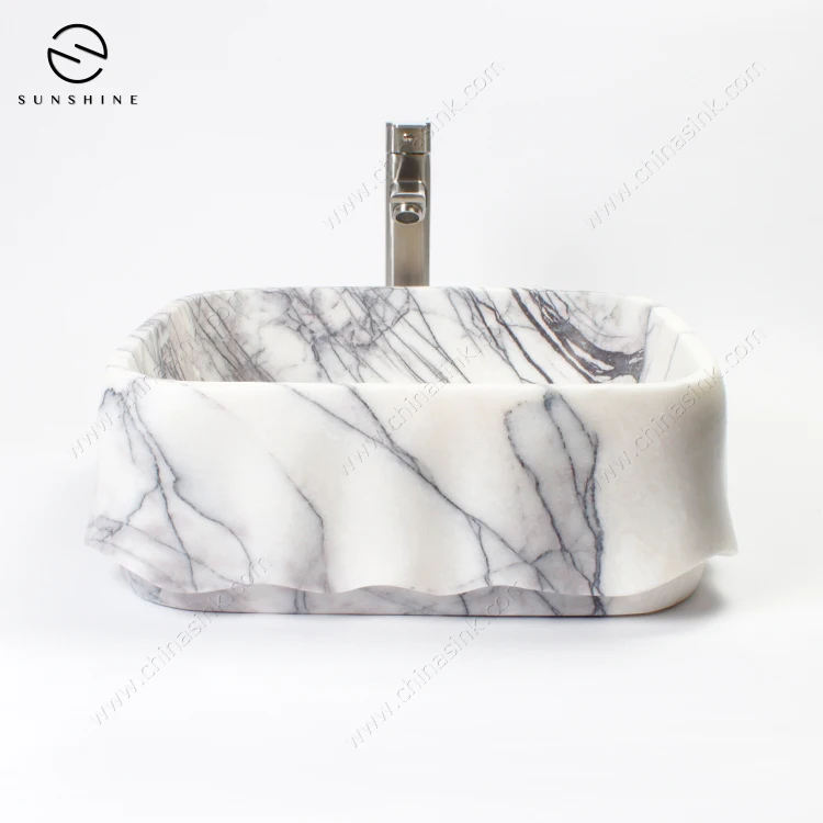 Custom Size Milac Lilac Marble Stone Counter Top Bathroom Wash Basin Lavabo