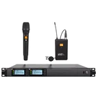 High Quality Long Distance 200 Frequency UHF DPLL 500-900MHz Dual Channel Double Headsets Wireless Microphone Professional