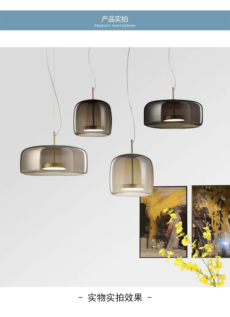 Contemporary Glass Hanging Lamp Metal Glass Pendant Light Artdecolite