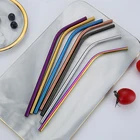 Wholesale reusable cup straws straight and curved stainless steel drinking straw