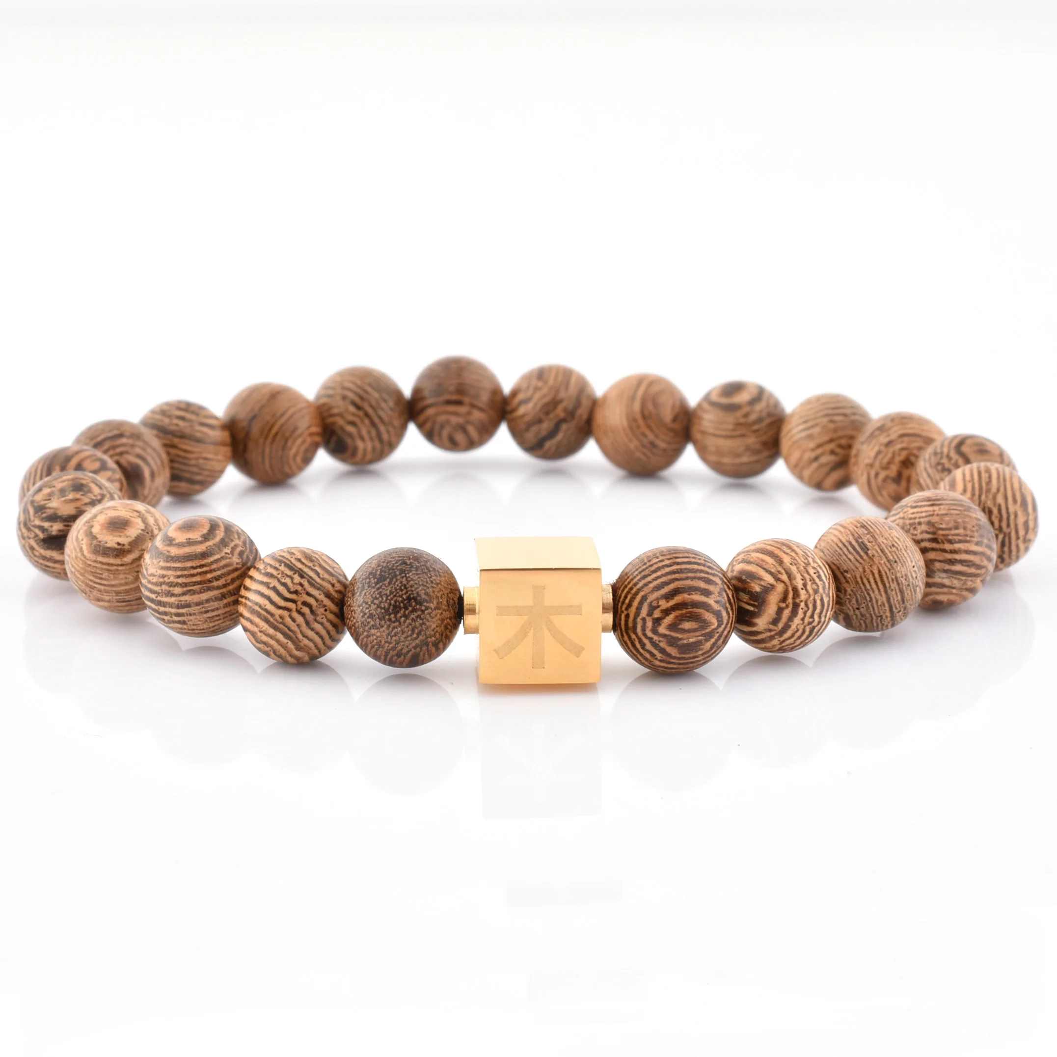 Beautiful Beaded Jewelry Unisex Stainless Steel Bead Elastic Moss Agate Bracelet