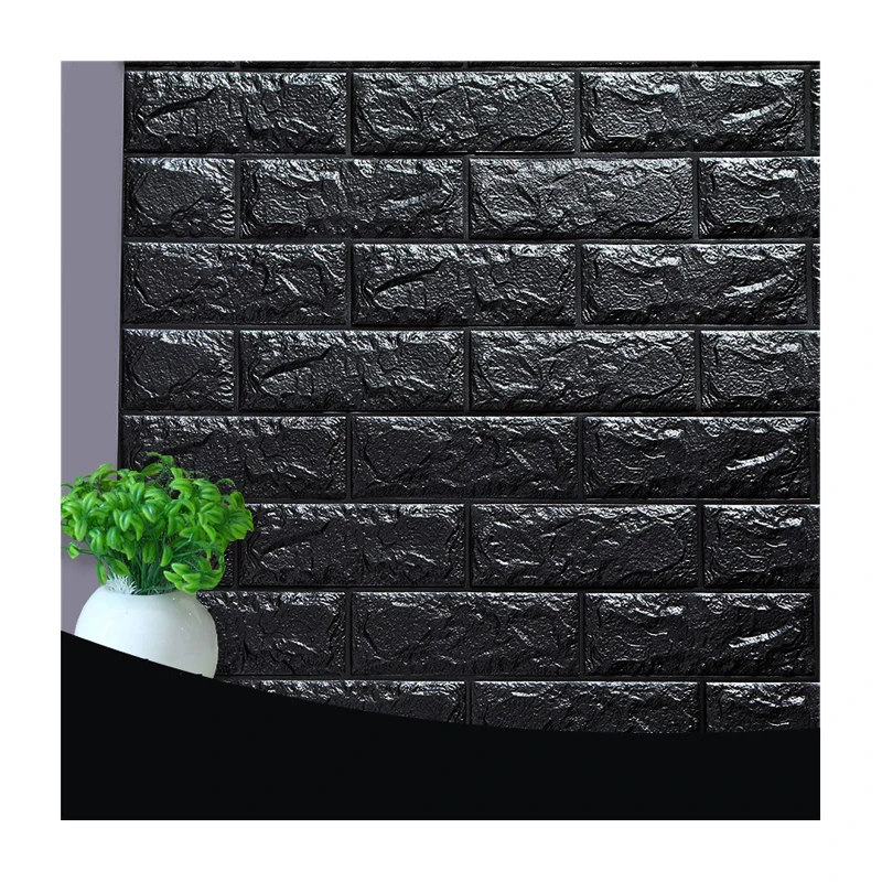 Роскошный кирпич 3D Черный стены Бумага XPE дизайн самоклеющиеся Дешевые стикеры Сделано в Китае