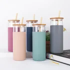Shatterproof 500ml eco friendly bpa free glass water bottle with straw
