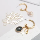 Gold Plated Earrings Hoop Summer 2020 Jewelry 18k Real Shell Pearl Drop