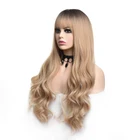 Synthetic The Wig Best Selling Blonde Wigs Long Straight And Body Wave Dark Roots Heat Resistant Synthetic Bangs Lace Wig