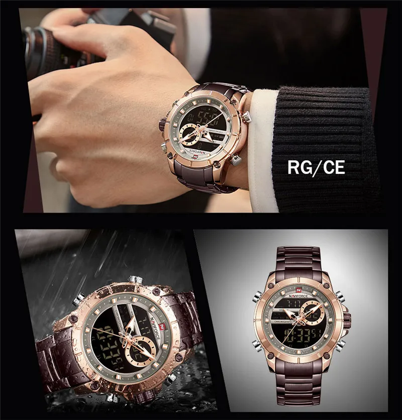 NAVIFORCE Top Brand Men Watches Fashion Business Quartz Watch Mens Chronograph Wristwatch Clock Relogio Masculino 9163