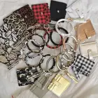 Wristlet Keychain With Purse Bangle Keychain O Key Ring PU leather Keyring Bracelets Card Wallet For Women