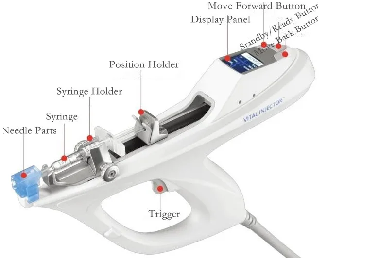 Hot selling Korea 5pin 9 pin multineedle mesotherapy gun Vital injector 1 and 2  Mesotherapy Gun