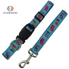 OEM custom high quality Fashion sublimation printed nylon dog collar and leash