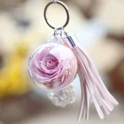 Valentine's Birthday Day Preserved Roses Everlasting Flower Keychain