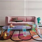 Acrylic Table 2020 New Arrived Luxury Coloful Acrylic Rainbow Showcase Round Rainbow Acrylic Table