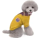 Fashion Pet Cat Dog Clothes Plaid Sweater Shirt Fleece Knit Dog Sweater
