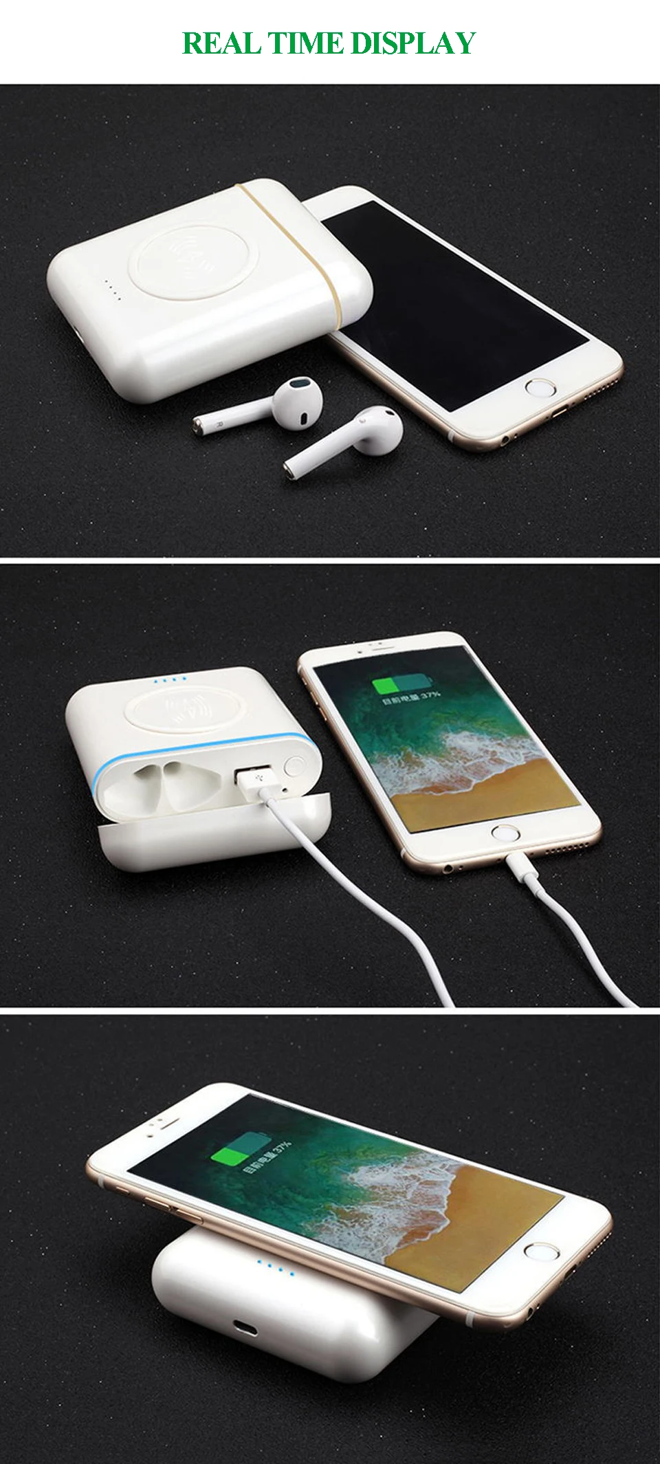 XT6 TWS 3 in 1 Stereo Wireless Bluetooth V4.2 Headphones with Charge Box Multi-functional Earphones 5200mAh power bank - ANKUX.COM