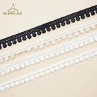 New design 1cm polyester white stretch beaded wedding dress lace