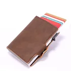 Casekey RFID Cardholder PU Leather Men Wallet Minimalist Aluminum Card Package Pop Up Card Holder RFID