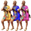fashion african straight dress printed mini tshirt dress women