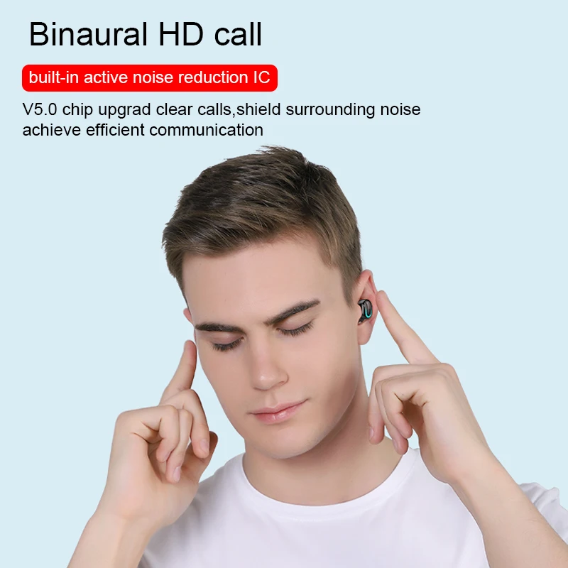 H-B-Q Q32-1 5.0 tws earphones HD stereo noise cancelling wireless earbuds waterproof headphones with LED power display - ANKUX.COM