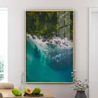 Wall art deco metal framed natural scenery glass painting