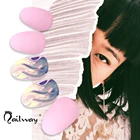 Wholesale Hot 24pcs Purple Ombre 3D Holographic Finger Nails, Oval Press On False Nails, Full Cover Moire Impress Nails