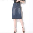 New design long denim skirt denim skirt with embroidery with high quality custom