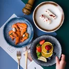 Japanese Style Creative Lotus Leaf Shape 7.5inch Ceramic Stoneware Shallow Dishes Plates