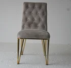 Dining Fabric Dining Chairs Dining Chair Golden Grey Velvet Fabric DD6339-4