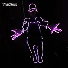 Hot sale led party costume for girls performance,el wire fashion hip hop clothes for party supplies glowing el wire suit