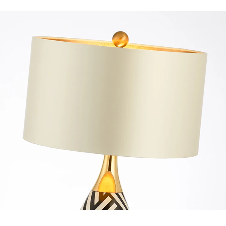 China new modern zebra bedside porcelain table lamp ceramic desk reading table light