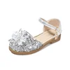 Wholesale fashion sparkling beautiful comfortable glitter silver girls Ice Princess flat dress shoes