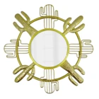 Liffy Indoor Metal Framework Cactus Mirror Decor Wall Art