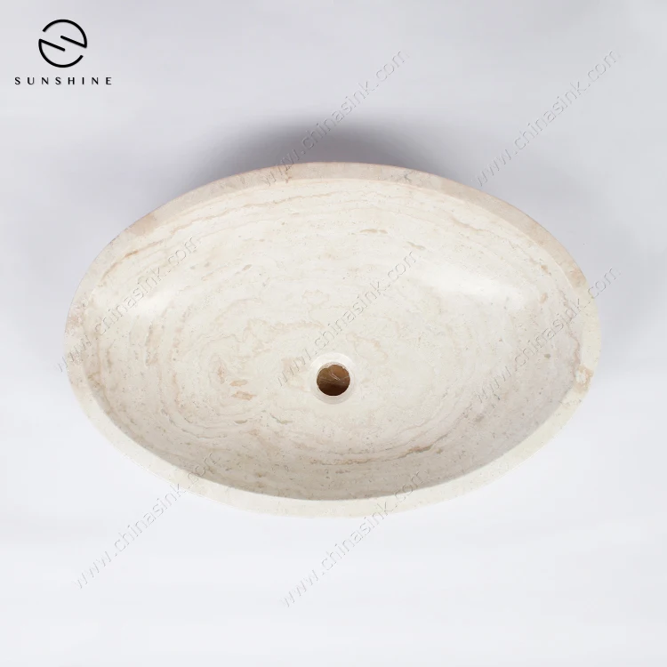 Super White Travertine Stone Countertop Lavabo Wash basin For Bathroom