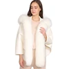 Custom Fashion Wool Cloak Oversize Real Fox Fur Collar Hooded Cloak Coat for Women
