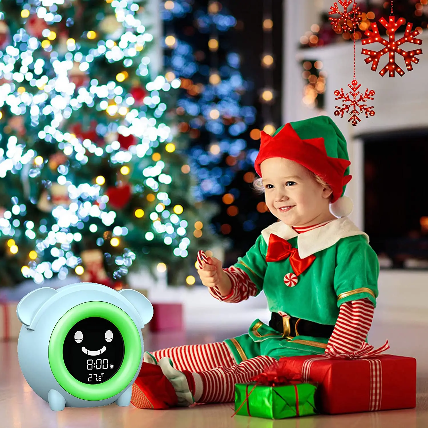Amazon Hot Usb Charging Baby Children Sleep Training Alarm Clock Night Lights Led with Wake Up Light for Kids