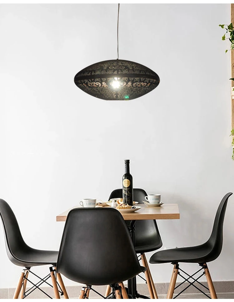 Industrial metal black chandelier home decoration interior lighting simple pendant light