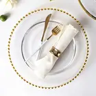 Hosen 28 Ready To Ship Clear Glass Gold Rim cheap Bulk Wedding Charger Plates#