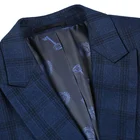 Coat Pant 2020 New Design Navy Checked TR Fabric Weeding Business Formal Men's Suits Coat Pant Made In China