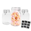 50 OZ Glass Jar 3 Pack Reusable Storage Jar with Stainless Steel Clasp Airtight Rubber Gasket Lid for Jam, Coffee, Tea,Honey