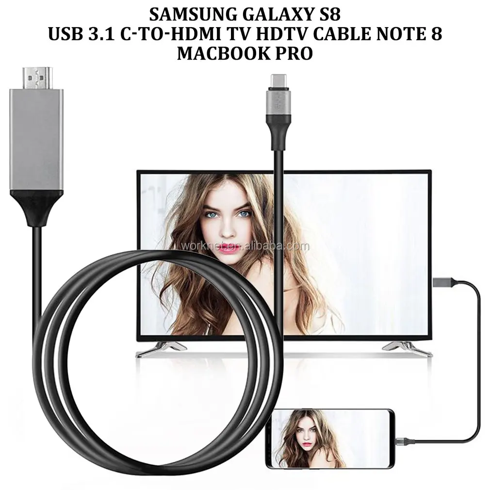 2m type C to HDMI Cable Adaptor for MacBook Samsung Galaxy S9/S8/Note 9 Huawei P20 Pro USB-C HDMI Adapter - ANKUX.COM