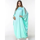 Muslim Dubai Beaded Bat Sleeve Robe Large Size Women's Dress Muslimah Clothing Ladies Abaya Dress for Eid dresses girls