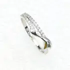 Gorgeous cubic zirconia flower knot double row simple girl silver ring jewelry 925