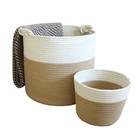 Cute large Short Solid Color Cotton rope handmade woven storage basket square